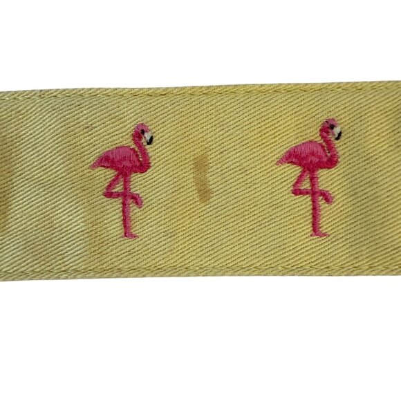 J. Crew yellow belt with pink flamingos and a silver buckle size M/L - Picture 8 of 8